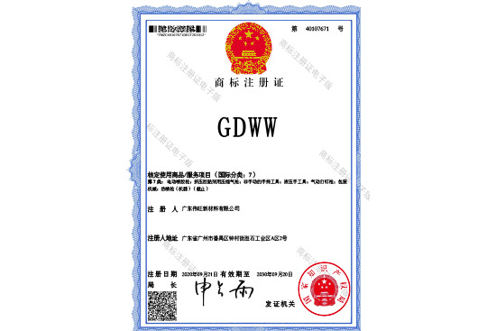 GDWW商標證書